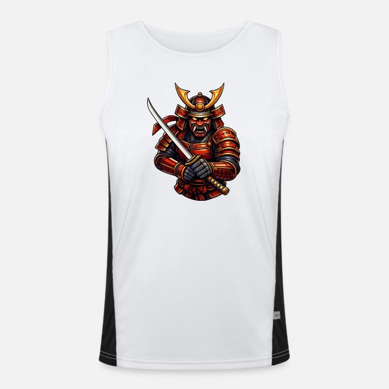 Kampfkunst-Samurai mit Schwert Funktionelles Kontrast-Tank Top für Männer 