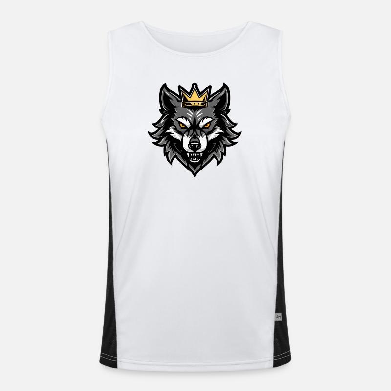 Wolf Head Crown - Men's Functional Contrast Tank Top - white/black
