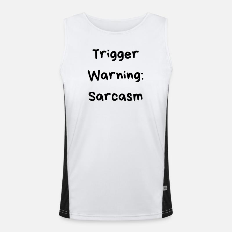 Trigger Warning: Sarcasm - Men's Functional Contrast Tank Top  - white/black