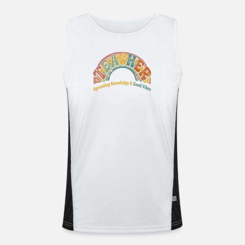 Latter, viden og gode vibes - Funktionel kontrast tanktop til herrer - hvid/sort