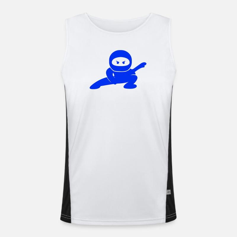 Blauer Ninja in Aktionspose Funktionelles Kontrast-Tank Top für Männer 