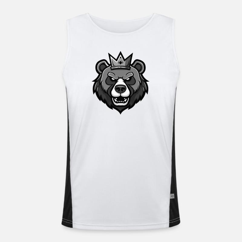 Bär Kopf Krone Funktionelles Kontrast-Tank Top für Männer 