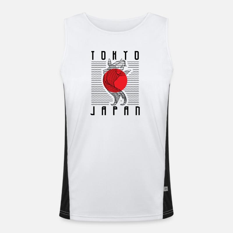 Red Rising Sun Koi Minimalist Art Men's Functional Contrast Tank Top 