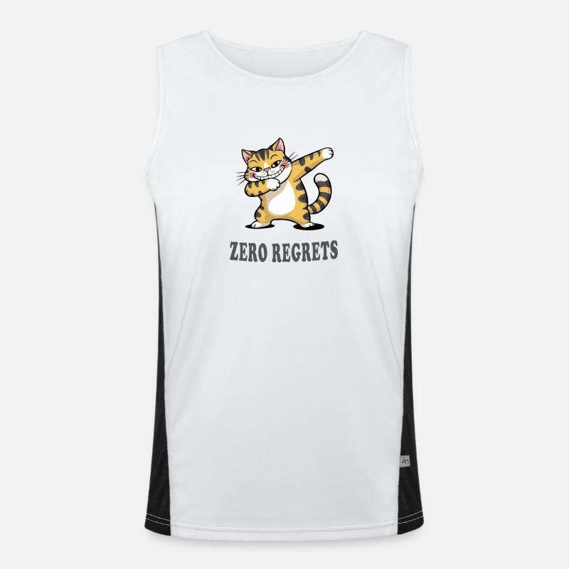 Zero Regrets Lustige Katze Sarkasmus Design Funktionelles Kontrast-Tank Top für Männer 
