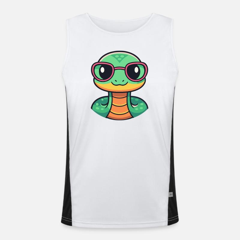 Snake Cartoon Nerd Glasses Men's Functional Contrast Tank Top 