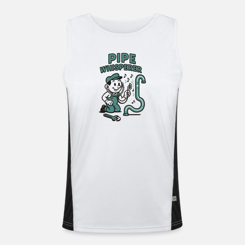 Pipe Whisperer | Plumber Pipe Humor Men's Functional Contrast Tank Top 