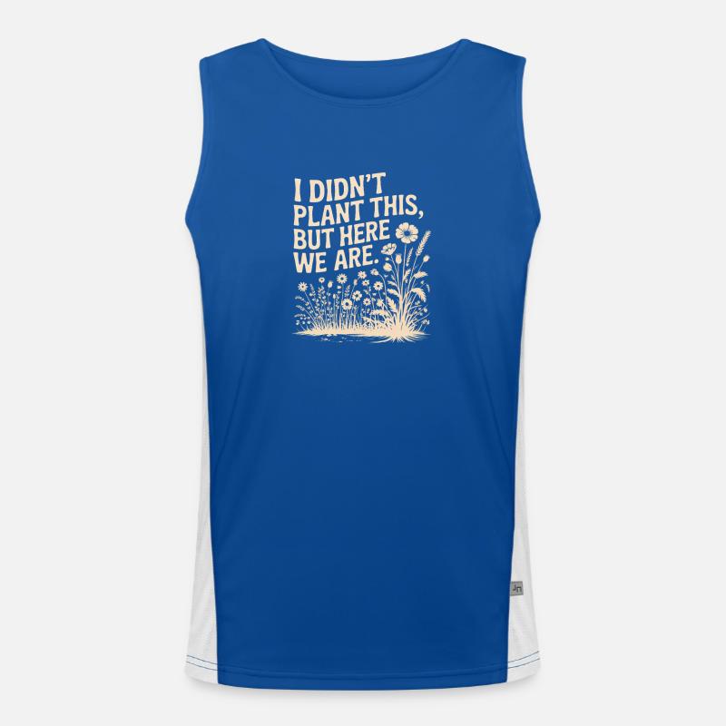 Wir sind hier: Wildblumen-Zitat Funktionelles Kontrast-Tank Top für Männer 