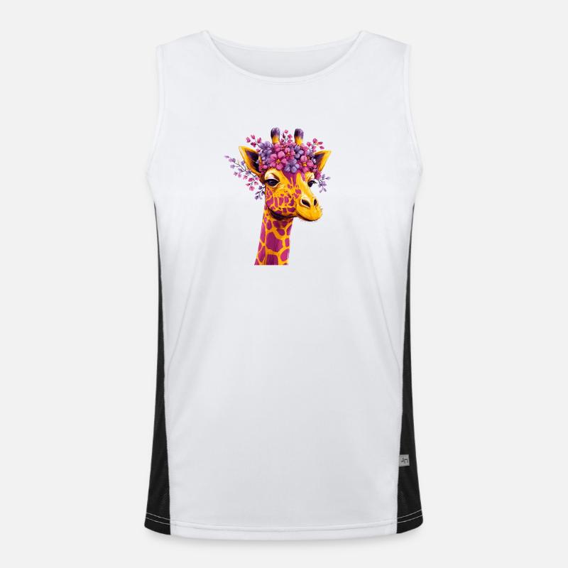 Giraffe Blütenkrone Farbexplosion Funktionelles Kontrast-Tank Top für Männer 