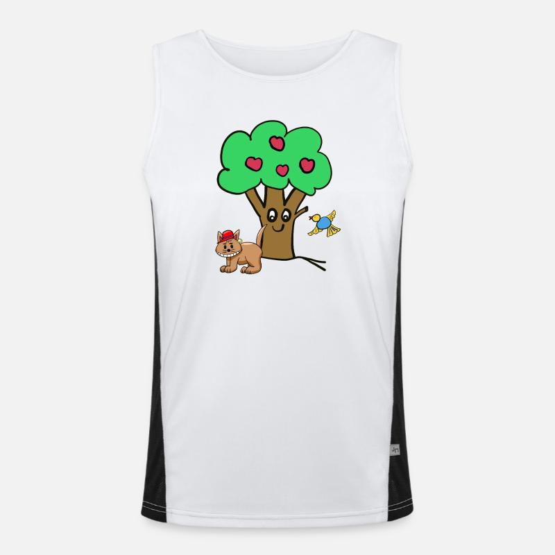 Apple Tree Cat Bird Kids Garden Nature Men's Functional Contrast Tank Top 