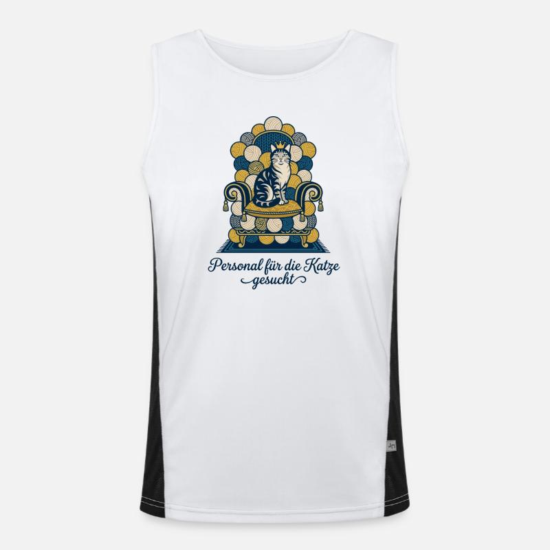 Katze Thron Personal Spruch Funktionelles Kontrast-Tank Top für Männer 
