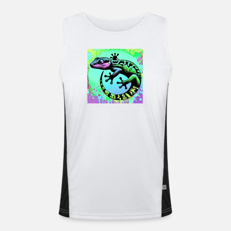 Gecko - Men's Functional Contrast Tank Top  - white/black