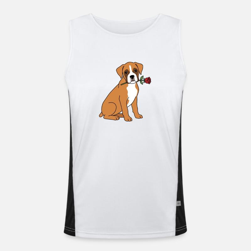 Petit chien boxer mignon Valentine Rose chiot propriétaire Débardeur respirant contrasté Homme 