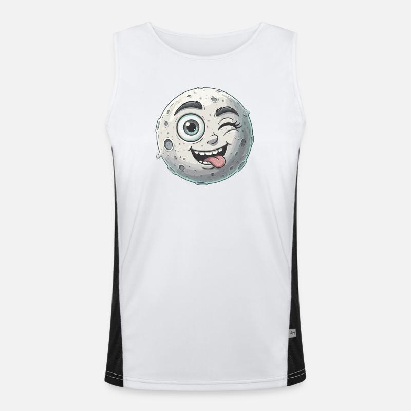 Waving Moon Face Cartoon Men's Functional Contrast Tank Top 