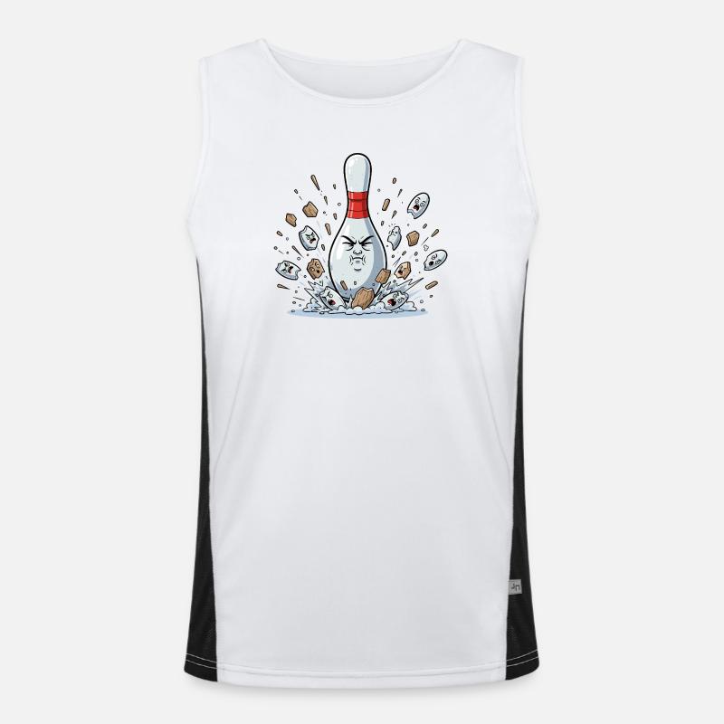 Exploding Bowling Pin Cartoon - Men's Functional Contrast Tank Top  - white/black