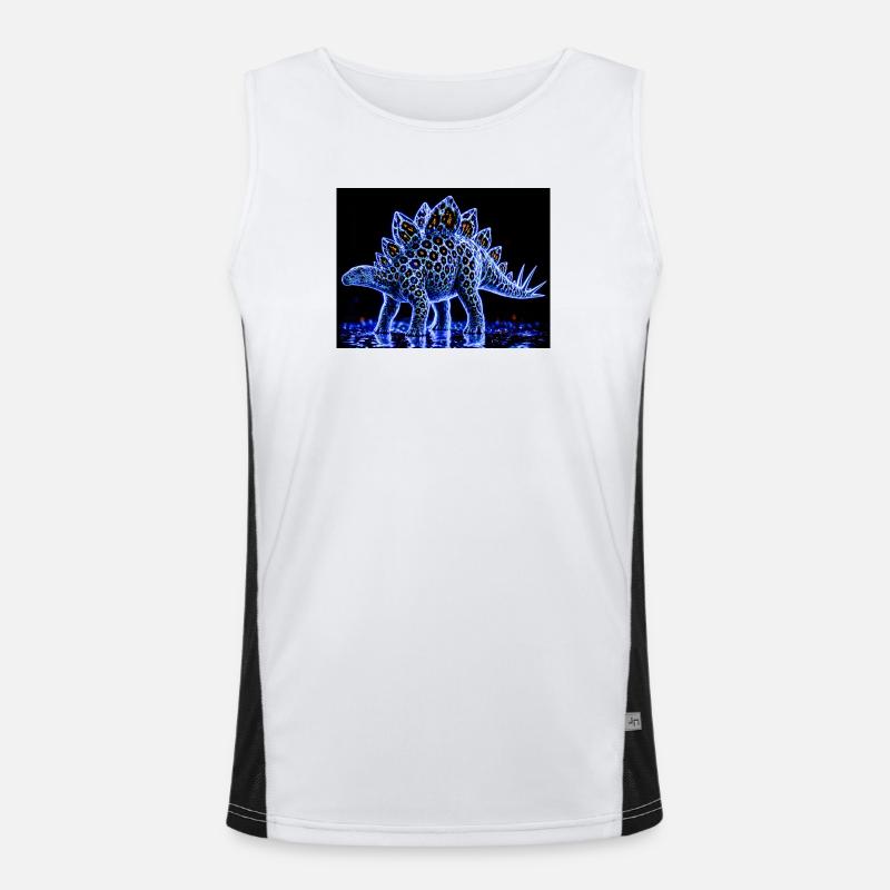 Neon Stegosaurus Glow Pattern - Men's Functional Contrast Tank Top  - white/black