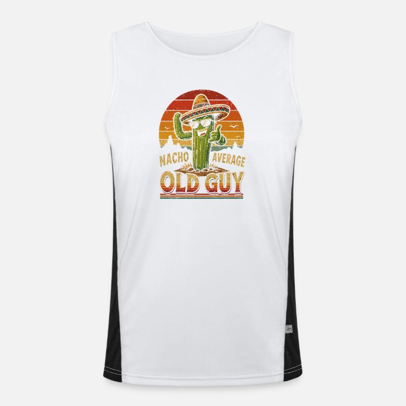 Nacho Average Old Guy Cactus Shirt - Men's Functional Contrast Tank Top - white/black