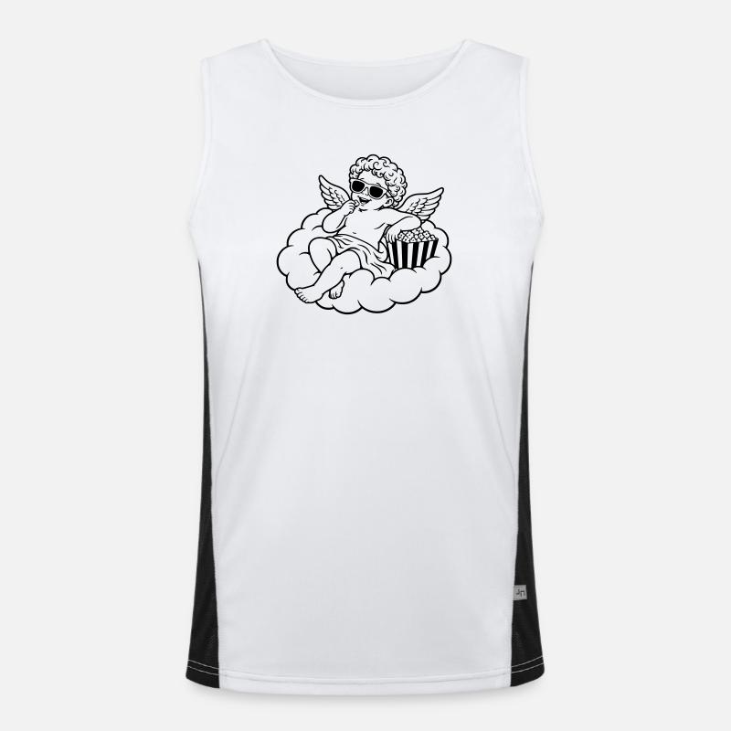 Cherub chills with popcorn on cloud Men's Functional Contrast Tank Top 
