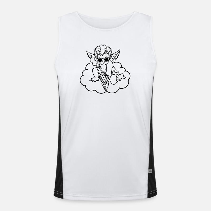 Wütender Cherub mit Steinschleuder Funktionelles Kontrast-Tank Top für Männer 