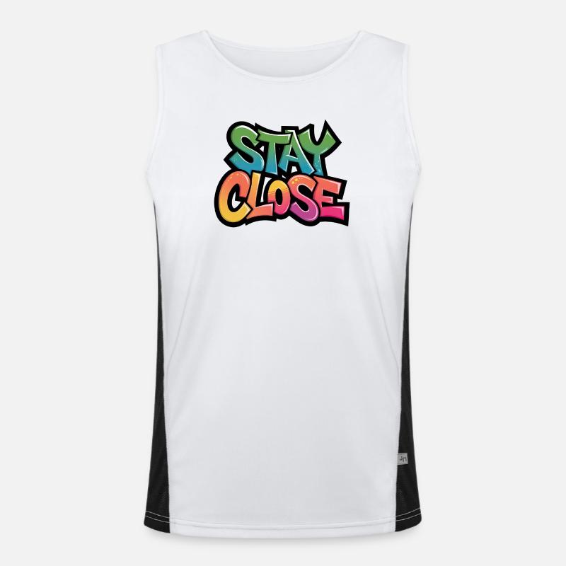 Stay Close Graffiti Typography - Men's Functional Contrast Tank Top  - white/black