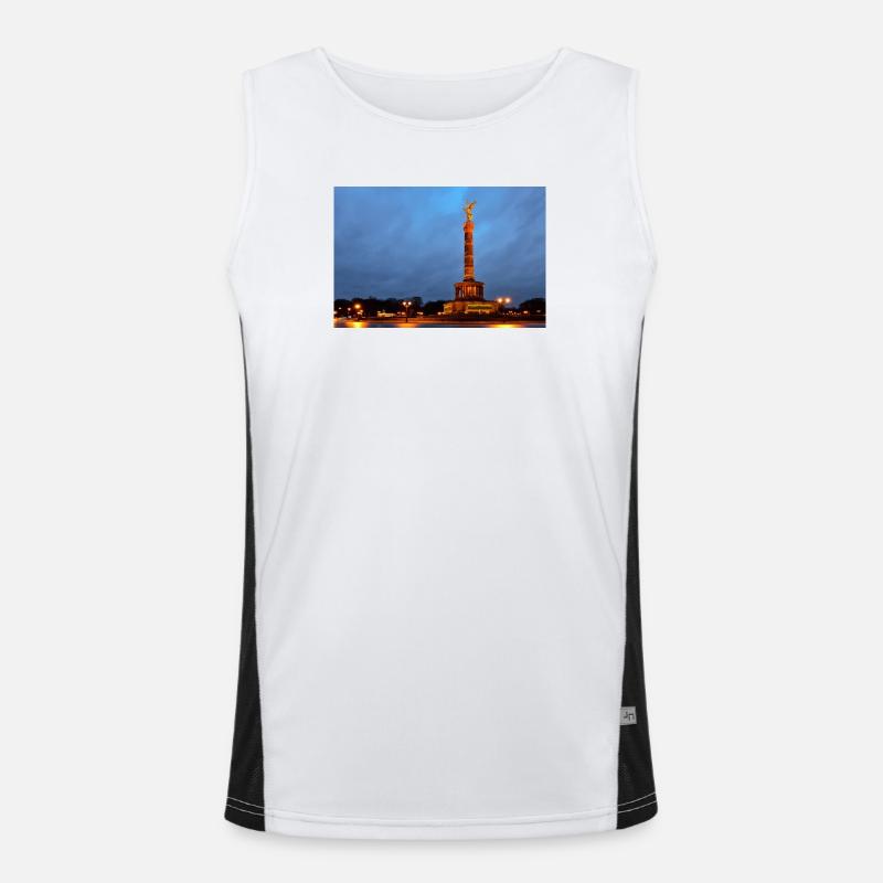 Berliner Siegessäule bei Einbruch der Dämmerung Funktionelles Kontrast-Tank Top für Männer 