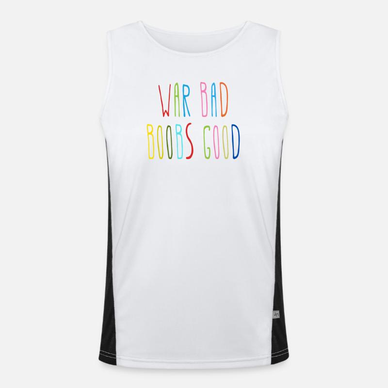 War Bad Boobs Good Lustiger Spruch  Funktionelles Kontrast-Tank Top für Männer 