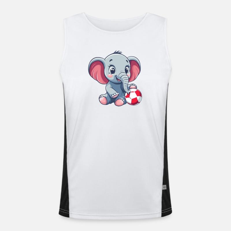 Niedlicher Elefant mit Ball Funktionelles Kontrast-Tank Top für Männer 