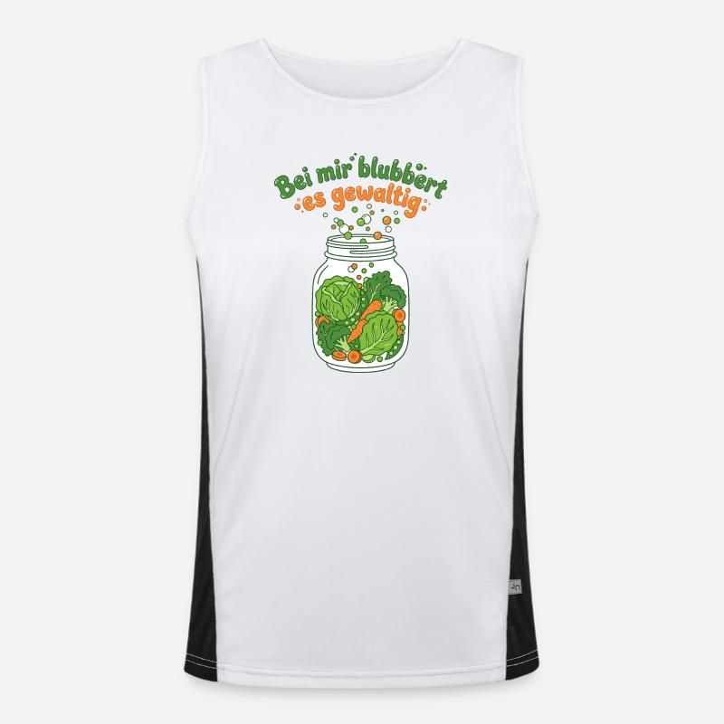 Fermentation Vegetable Mason Jar Bubbling - Men's Functional Contrast Tank Top  - white/black