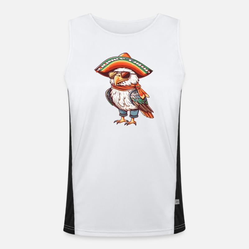 Eagle Comic Funny Sombrero - Men's Functional Contrast Tank Top  - white/black