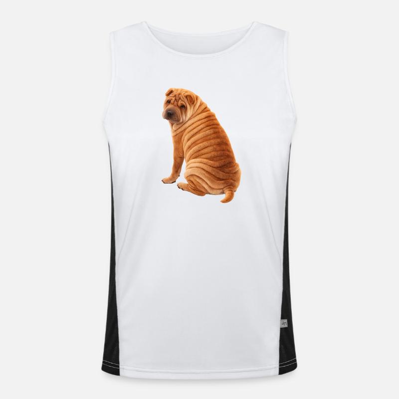 Sitzende Shar Pei Funktionelles Kontrast-Tank Top für Männer 