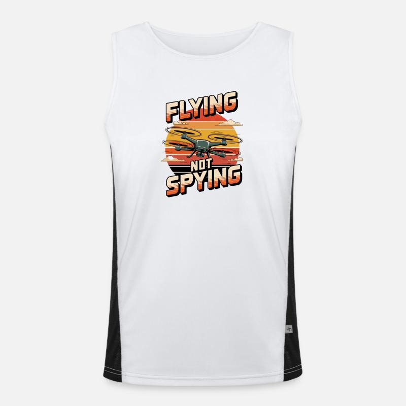 Drone Flying Not Spying Sunset Men's Functional Contrast Tank Top 