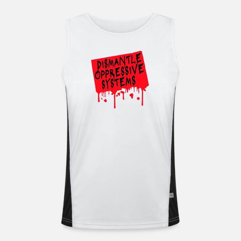 Dismantle Oppressive Systems Activism Statement - Men's Functional Contrast Tank Top - white/black
