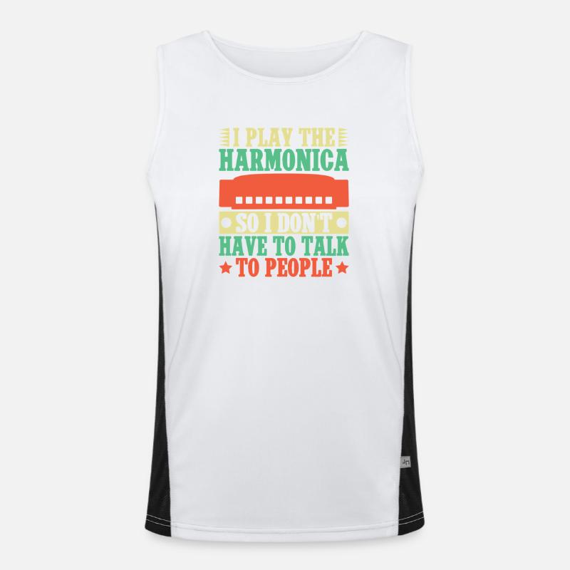 Funny Harmonica Player I Play Don´t Talk Harmonica Funktionelles Kontrast-Tank Top für Männer 