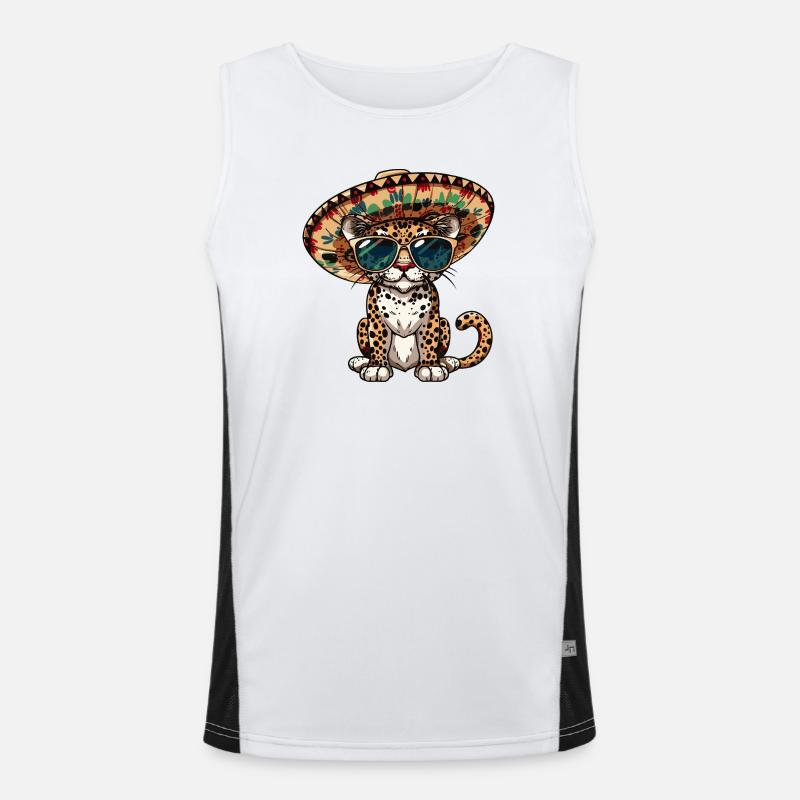 Leopard Comic Funny Sombrero - Men's Functional Contrast Tank Top  - white/black