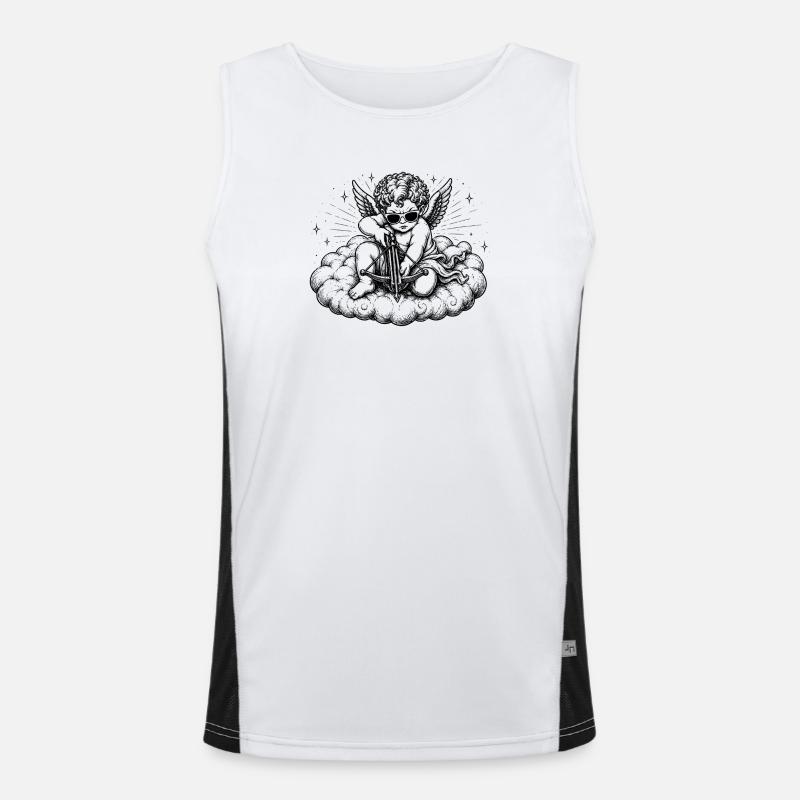 Cupidon cool avec motif d’ange d’arbalète Débardeur respirant contrasté Homme 