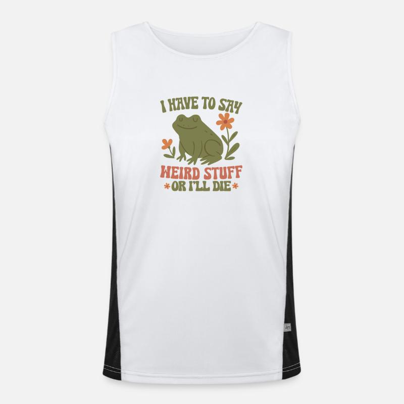 Frog Says Weird Stuff or Die Men's Functional Contrast Tank Top 