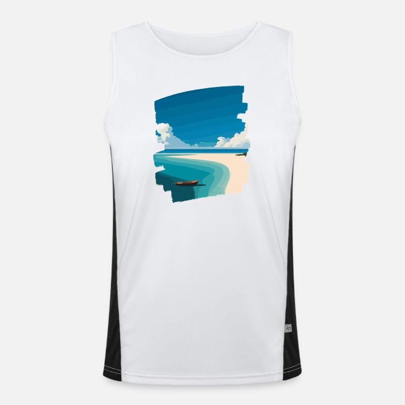 Strand Meer Palmen Funktionelles Kontrast-Tank Top für Männer 