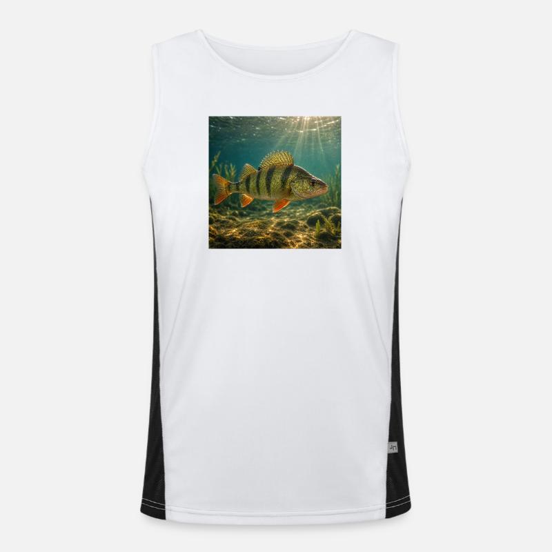 Perch in sunlight underwater - Men's Functional Contrast Tank Top - white/black