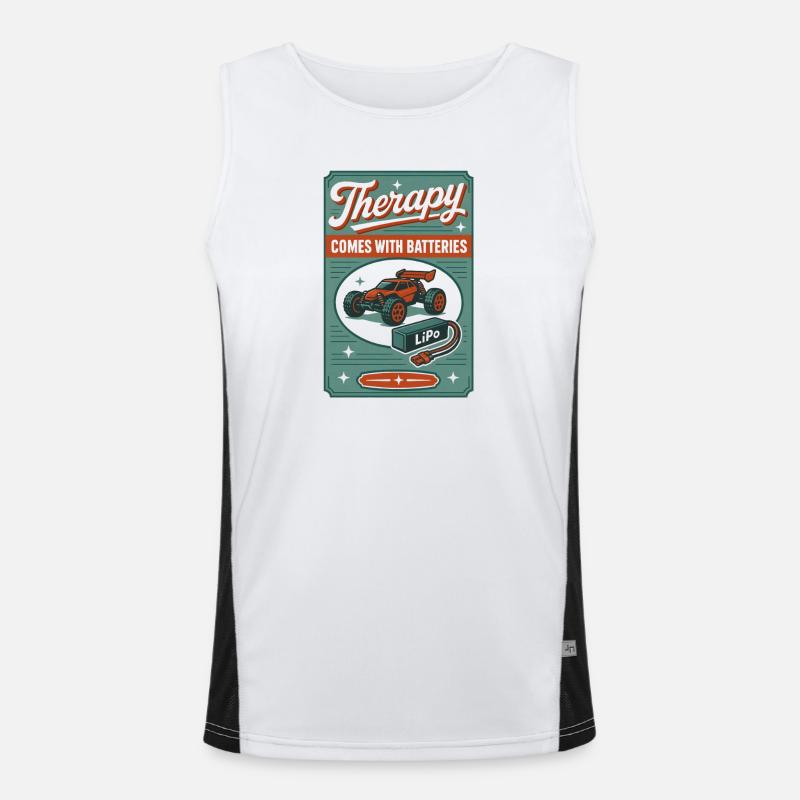 Therapy with battery | RC Car LiPo Men's Functional Contrast Tank Top 
