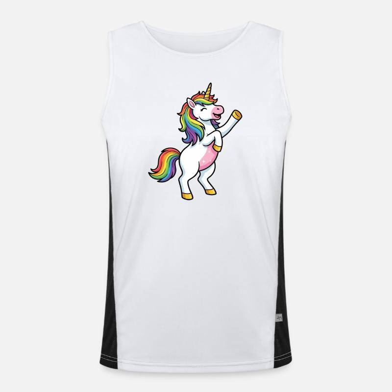 Regenbogen-Einhorntanz Funktionelles Kontrast-Tank Top für Männer 