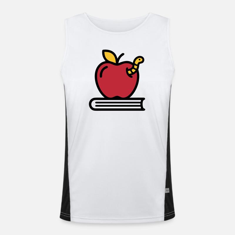 Apple Book Worm Elementary School - Men's Functional Contrast Tank Top  - white/black