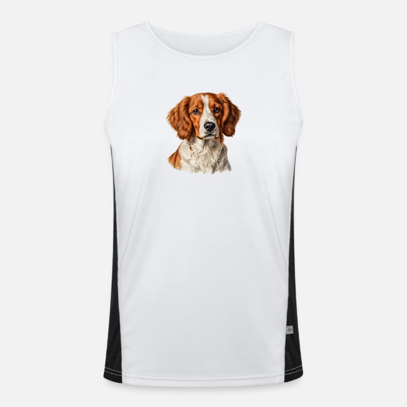 Brittany Spaniel — Naturalist Portrait Men's Functional Contrast Tank Top 