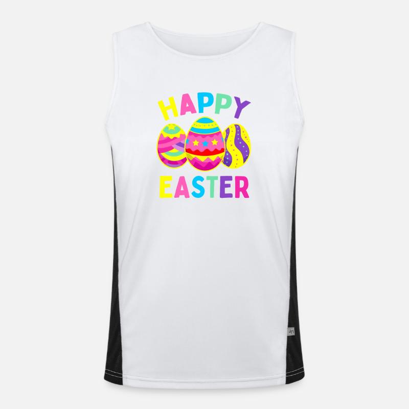Vivid Easter Eggs Parade - Men's Functional Contrast Tank Top - white/black