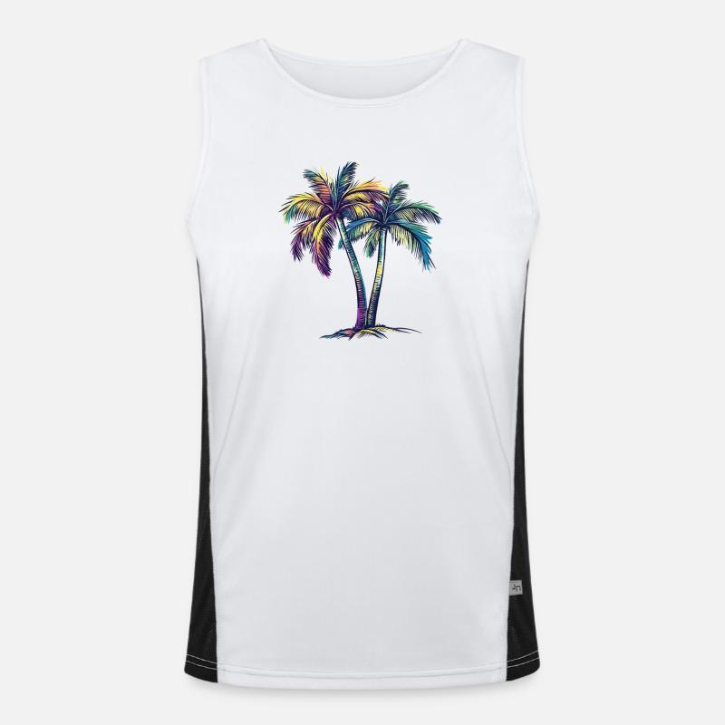 Rainbow Palm Trees Tropical Dream - Men's Functional Contrast Tank Top  - white/black