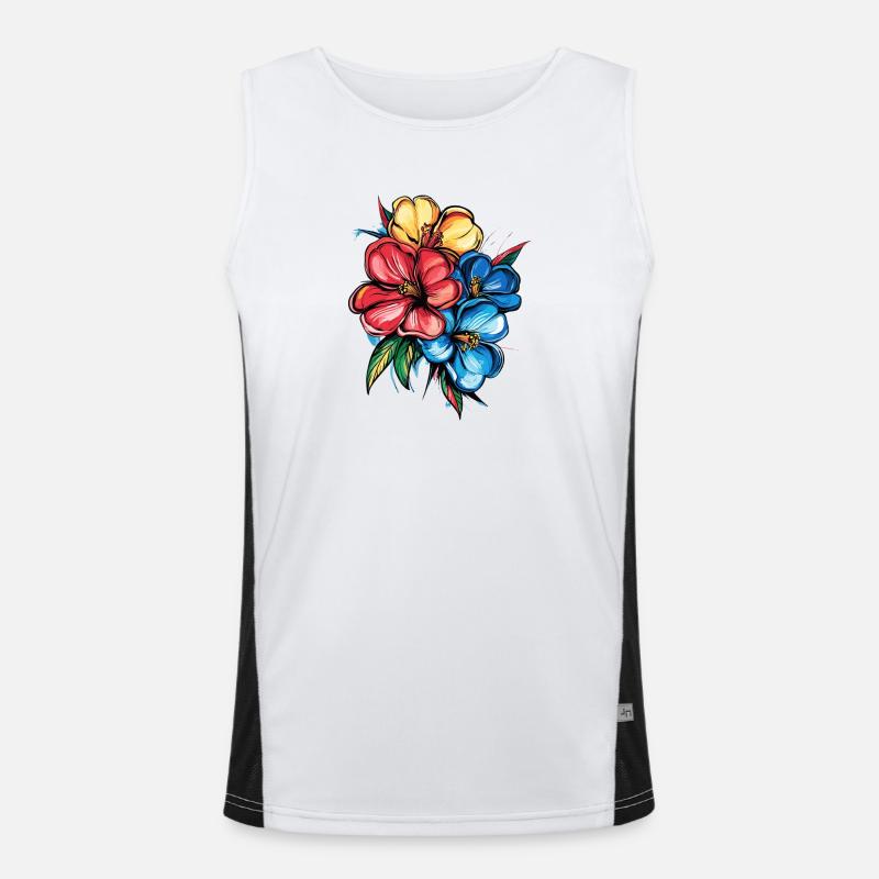 Tropical Hibiscus Explosion - Men's Functional Contrast Tank Top - white/black