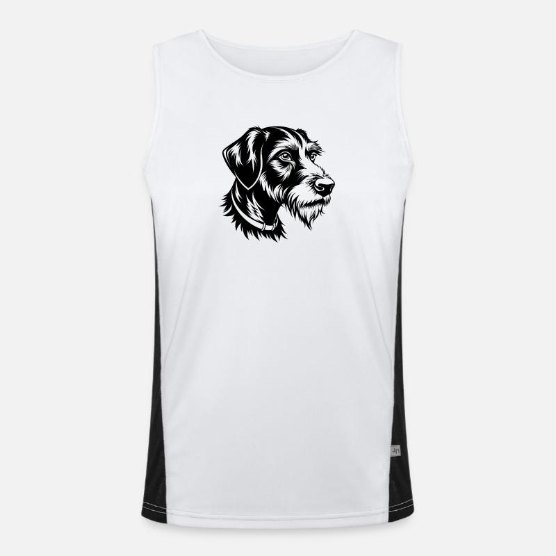 German Wirehaired Pointer - Men's Functional Contrast Tank Top  - white/black