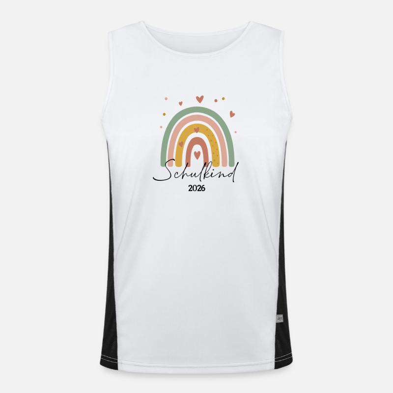 Schulkind 2026 Pastellregenbogen mit Herz Funktionelles Kontrast-Tank Top für Männer 