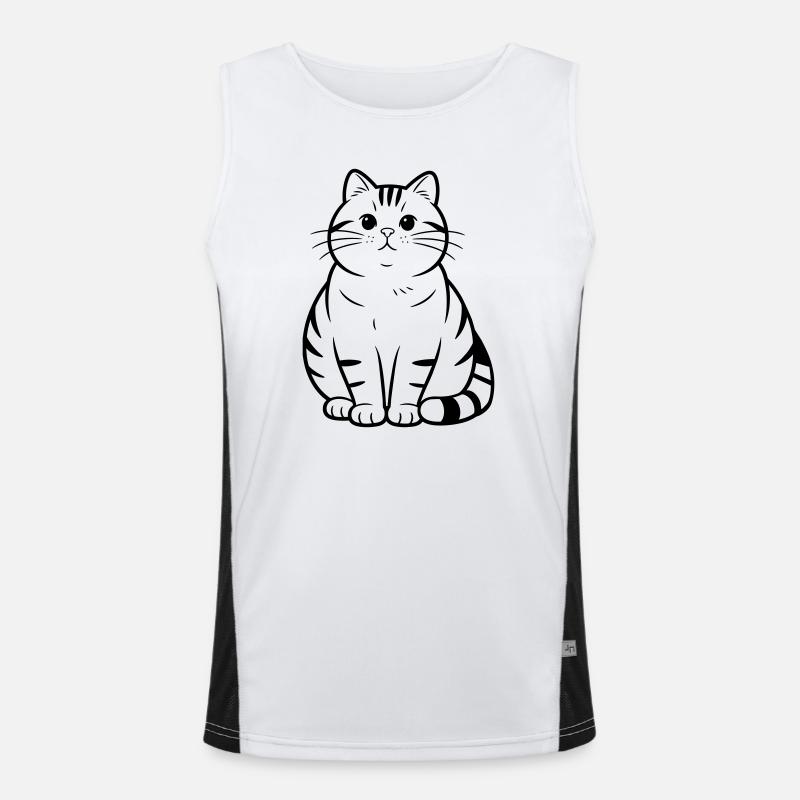 fat cute cat - Men's Functional Contrast Tank Top  - white/black