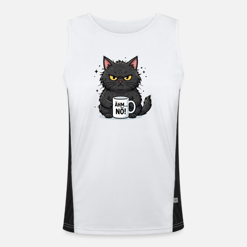 Ähm... Nö!  Cat German Saying Pet Lover Men's Functional Contrast Tank Top 