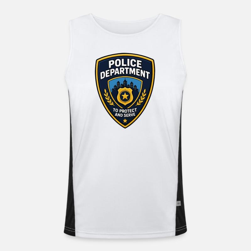 Polizei Abzeichen Patch Stadt Skyline Funktionelles Kontrast-Tank Top für Männer 