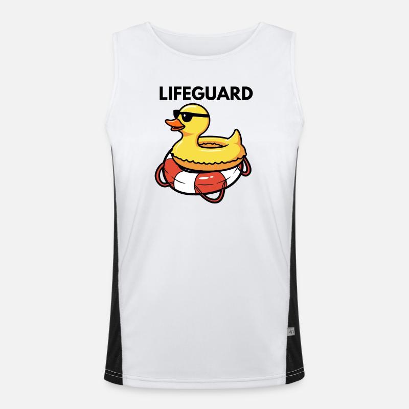 Entchen-Rettungsschwimmer-Boje Humor Summer Cool Funktionelles Kontrast-Tank Top für Männer 
